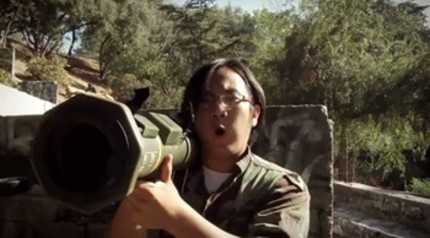 This can totally happen in real life! Freddie Wong's 'The Rocket Jump'!